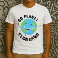 Go Planet Its Your Birthday Happy Earth Day Distressed T-Shirt thumb 3
