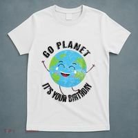 Go Planet Its Your Birthday Happy Earth Day Distressed T-Shirt thumb 5