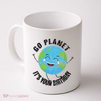 Go Planet Its Your Birthday Happy Earth Day Distressed Coffee Mug thumb 0