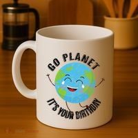 Go Planet Its Your Birthday Happy Earth Day Distressed Coffee Mug thumb 4
