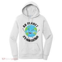 Go Planet Its Your Birthday Happy Earth Day Distressed Women's Hoodie thumb 0