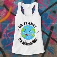 Go Planet Its Your Birthday Happy Earth Day Distressed Women's Tank Top thumb 3