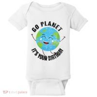 Go Planet Its Your Birthday Happy Earth Day Distressed Baby Bodysuit thumb 0