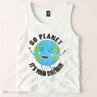 Go Planet Its Your Birthday Happy Earth Day Distressed Tank Top thumb 2
