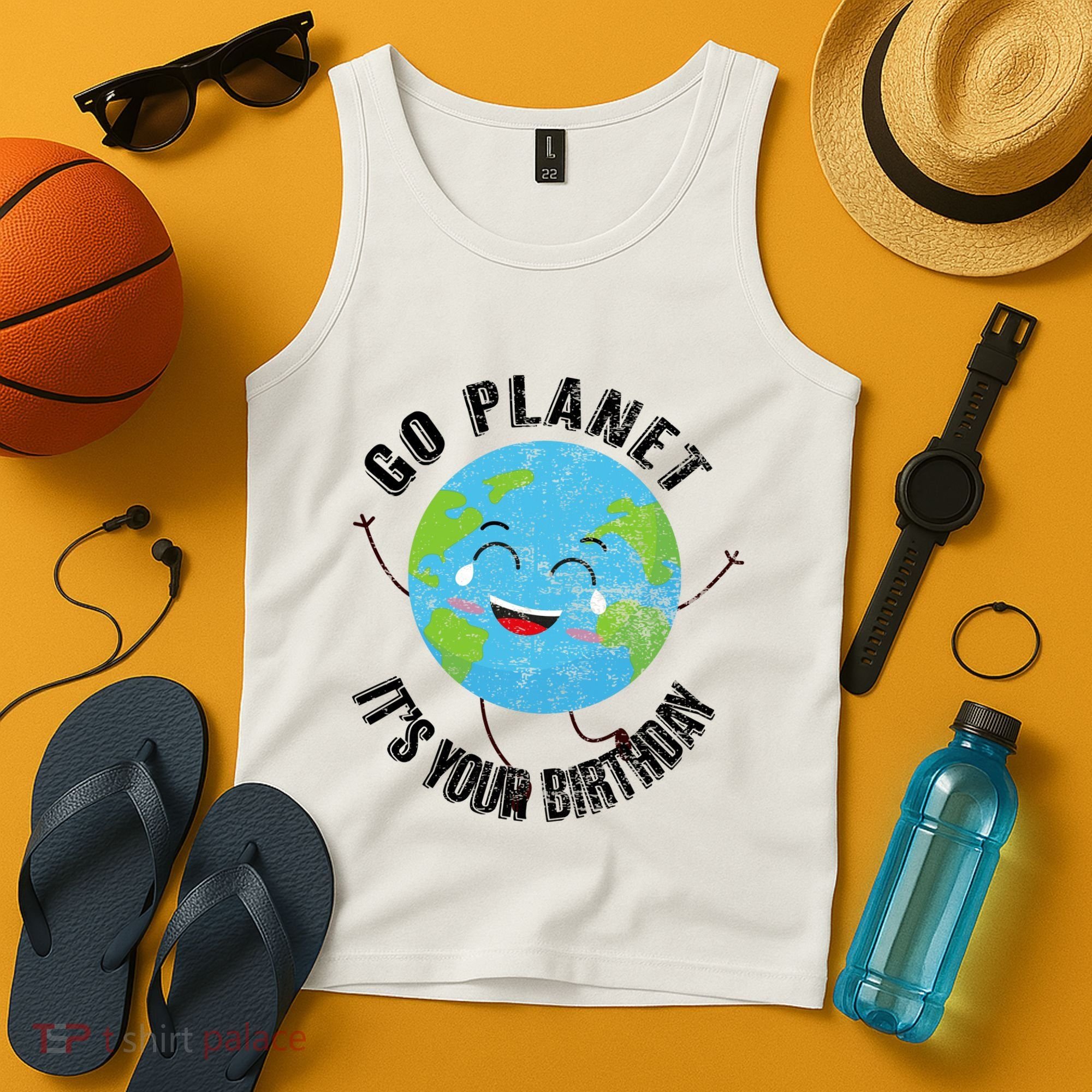 Go Planet Its Your Birthday Happy Earth Day Distressed Tank Top