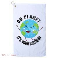 Go Planet Its Your Birthday Happy Earth Day Distressed Golf Towel thumb 0