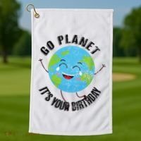 Go Planet Its Your Birthday Happy Earth Day Distressed Golf Towel thumb 1