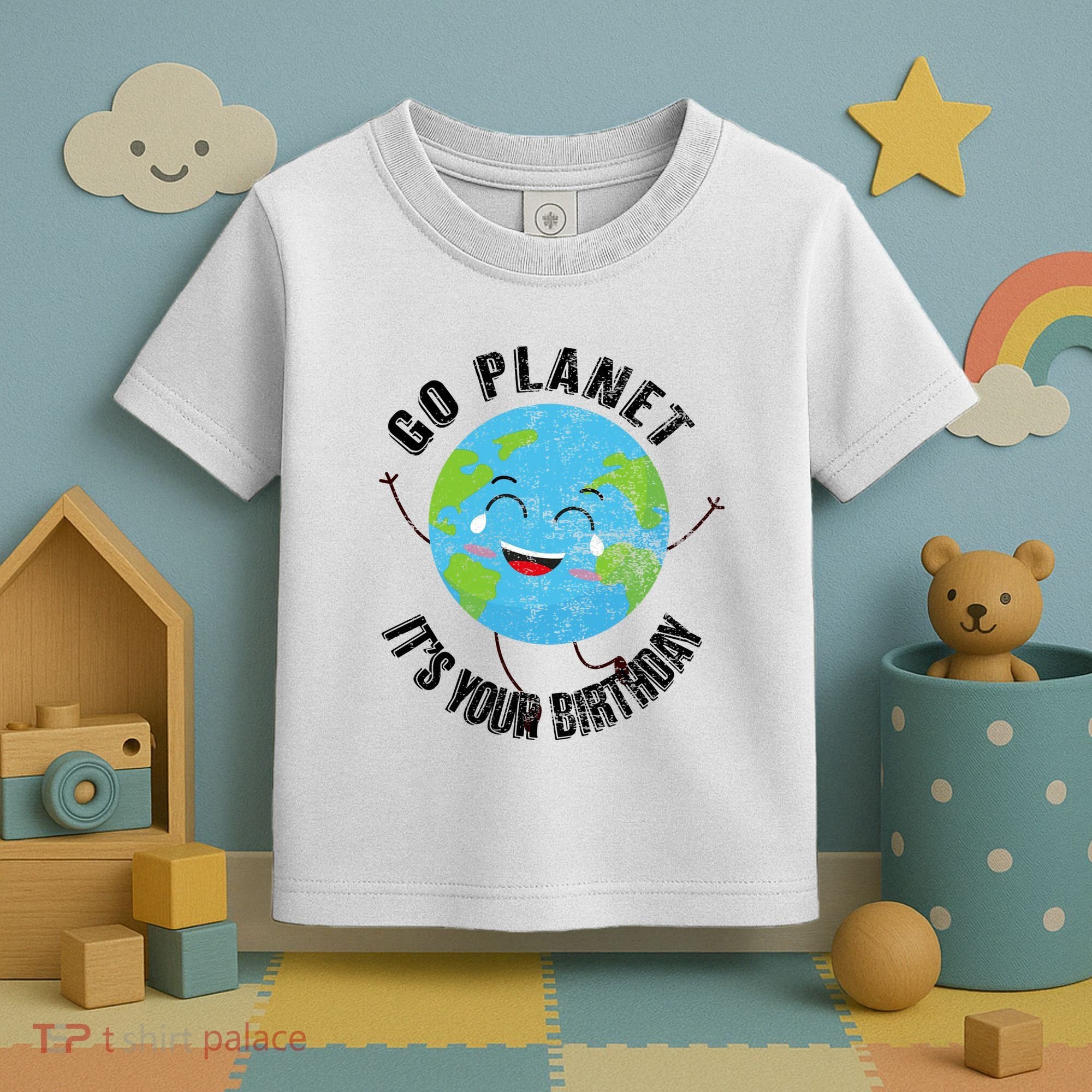 Go Planet Its Your Birthday Happy Earth Day Distressed Toddler T-Shirt
