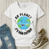 Go Planet Its Your Birthday Happy Earth Day Distressed Women's T-Shirt thumb 3