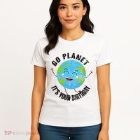 Go Planet Its Your Birthday Happy Earth Day Distressed Women's T-Shirt thumb 4