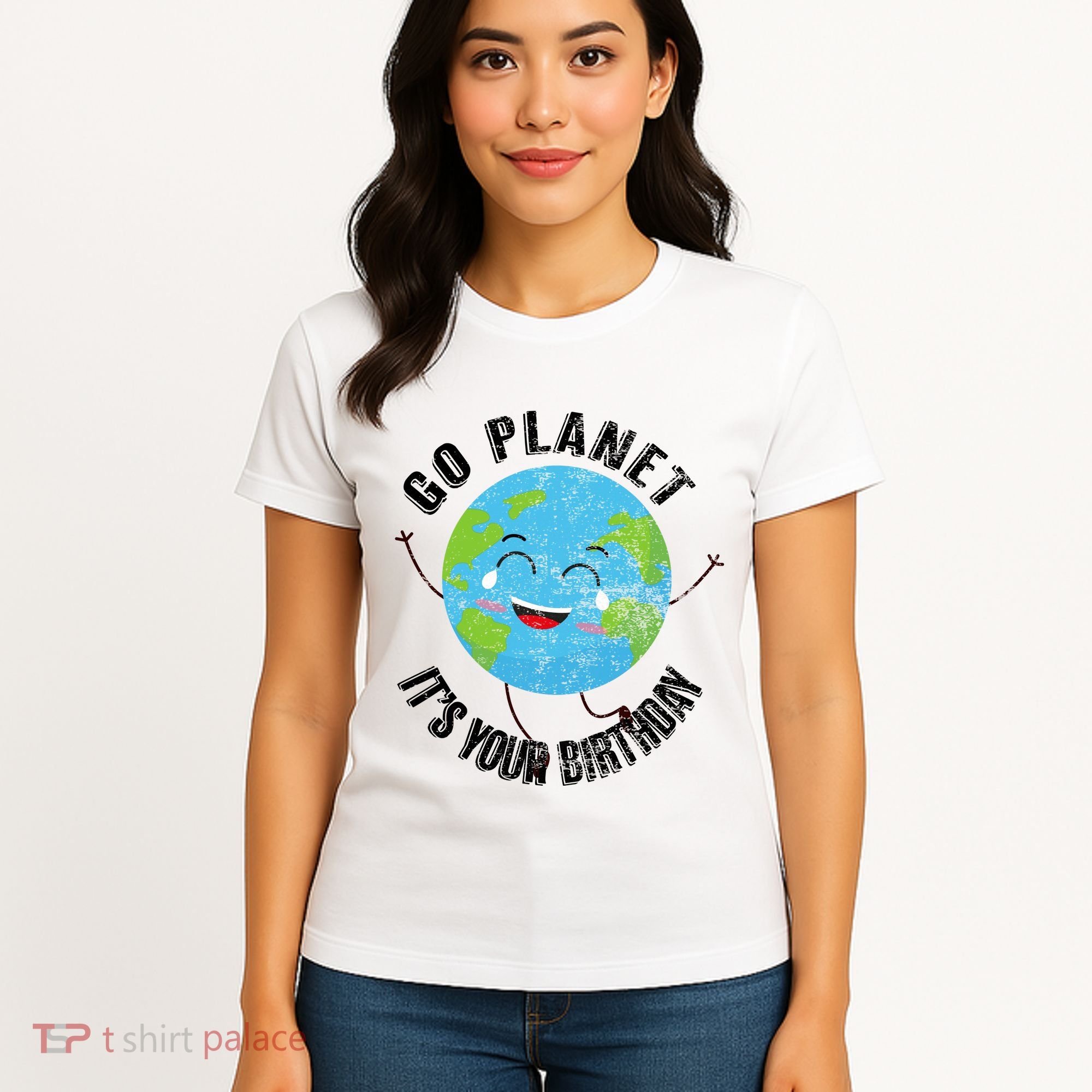 Go Planet Its Your Birthday Happy Earth Day Distressed Women's T-Shirt