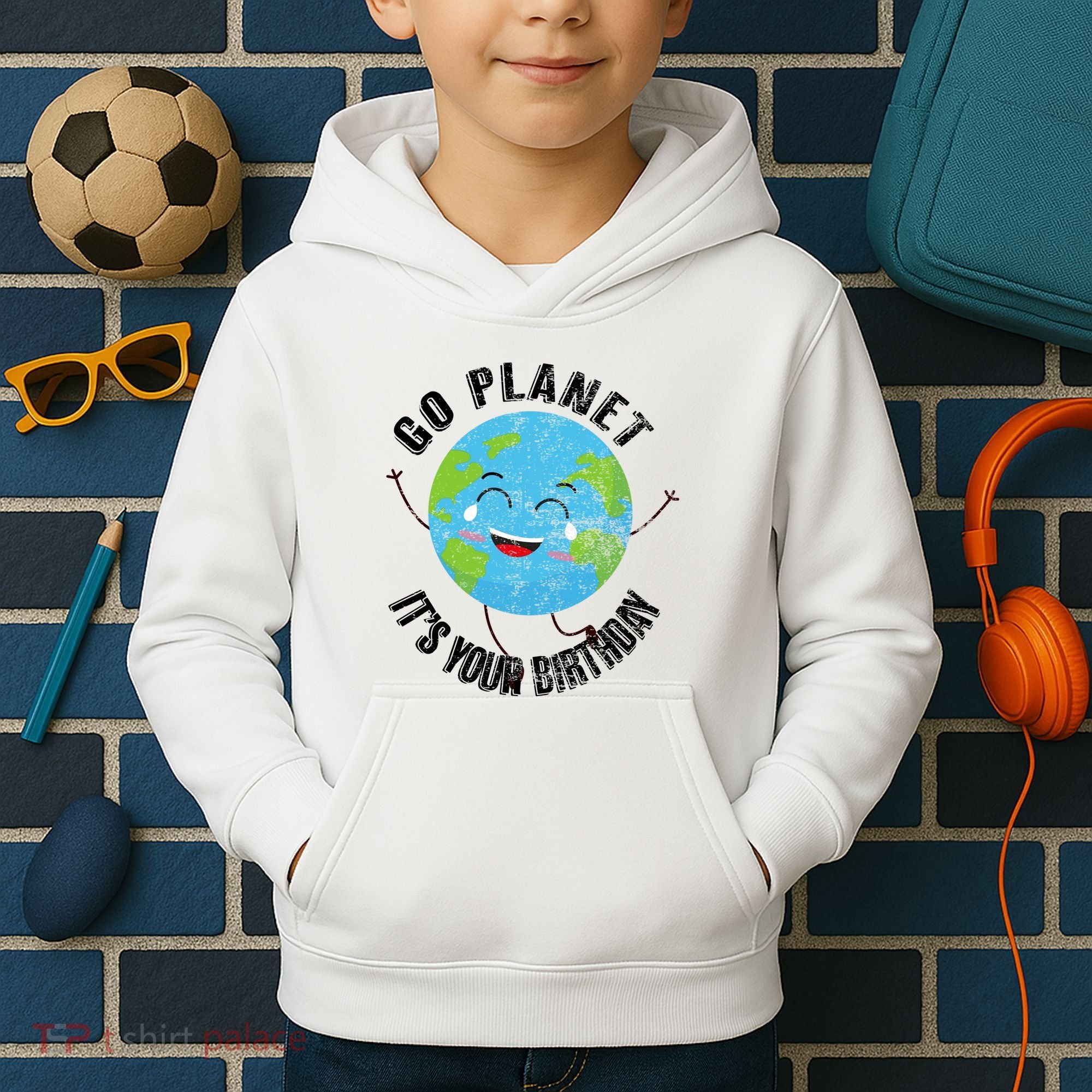 Go Planet Its Your Birthday Happy Earth Day Distressed Kids Hoodie