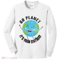 Go Planet Its Your Birthday Happy Earth Day Distressed Kids Long Sleeve Shirt thumb 0