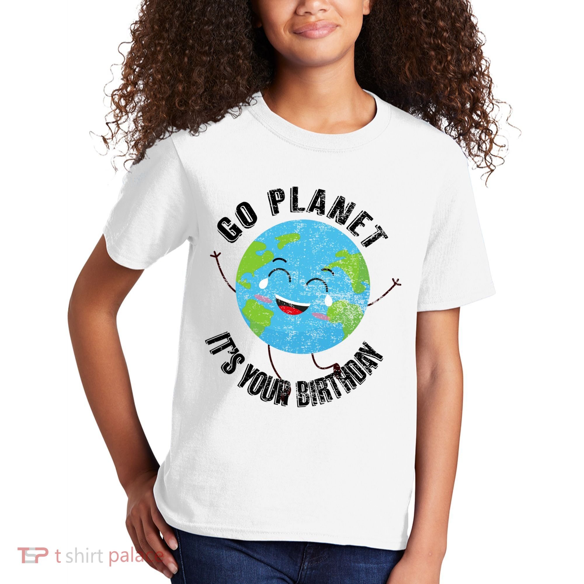 Go Planet Its Your Birthday Happy Earth Day Distressed Kids T-Shirt