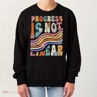 Groovy Progress Is Not Linear Teacher Back To School Outfit Women's Sweatshirt thumb 0