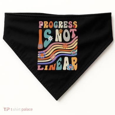 Groovy Progress Is Not Linear Teacher Back To School Outfit USA-Made Doggie Bandana