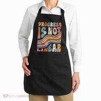 Groovy Progress Is Not Linear Teacher Back To School Outfit Apron thumb 2