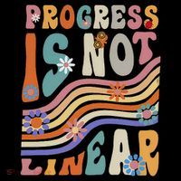 Groovy Progress Is Not Linear Teacher Back To School Outfit Bucket Hat thumb 4