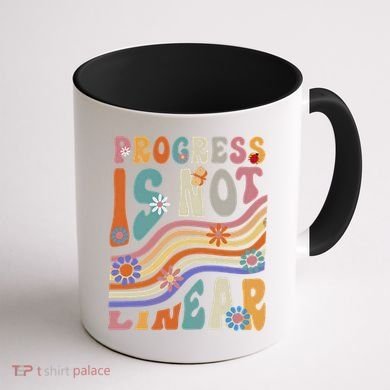 Groovy Progress Is Not Linear Teacher Back To School Outfit Coffee Mug back