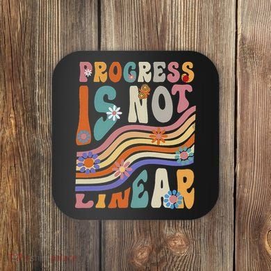 Groovy Progress Is Not Linear Teacher Back To School Outfit Coaster