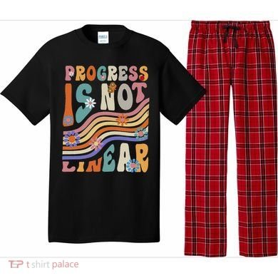Groovy Progress Is Not Linear Teacher Back To School Outfit Pajama Set