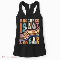 Groovy Progress Is Not Linear Teacher Back To School Outfit Women's Tank Top thumb 0