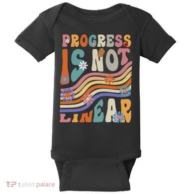 Groovy Progress Is Not Linear Teacher Back To School Outfit Baby Bodysuit
