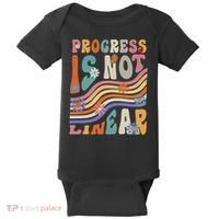 Groovy Progress Is Not Linear Teacher Back To School Outfit Baby Bodysuit thumb 0
