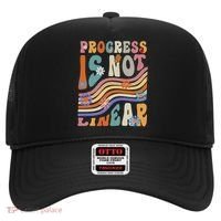 Groovy Progress Is Not Linear Teacher Back To School Outfit Hat thumb 0