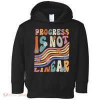 Groovy Progress Is Not Linear Teacher Back To School Outfit Toddler Hoodie thumb 0