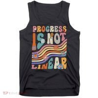 Groovy Progress Is Not Linear Teacher Back To School Outfit Tank Top thumb 0