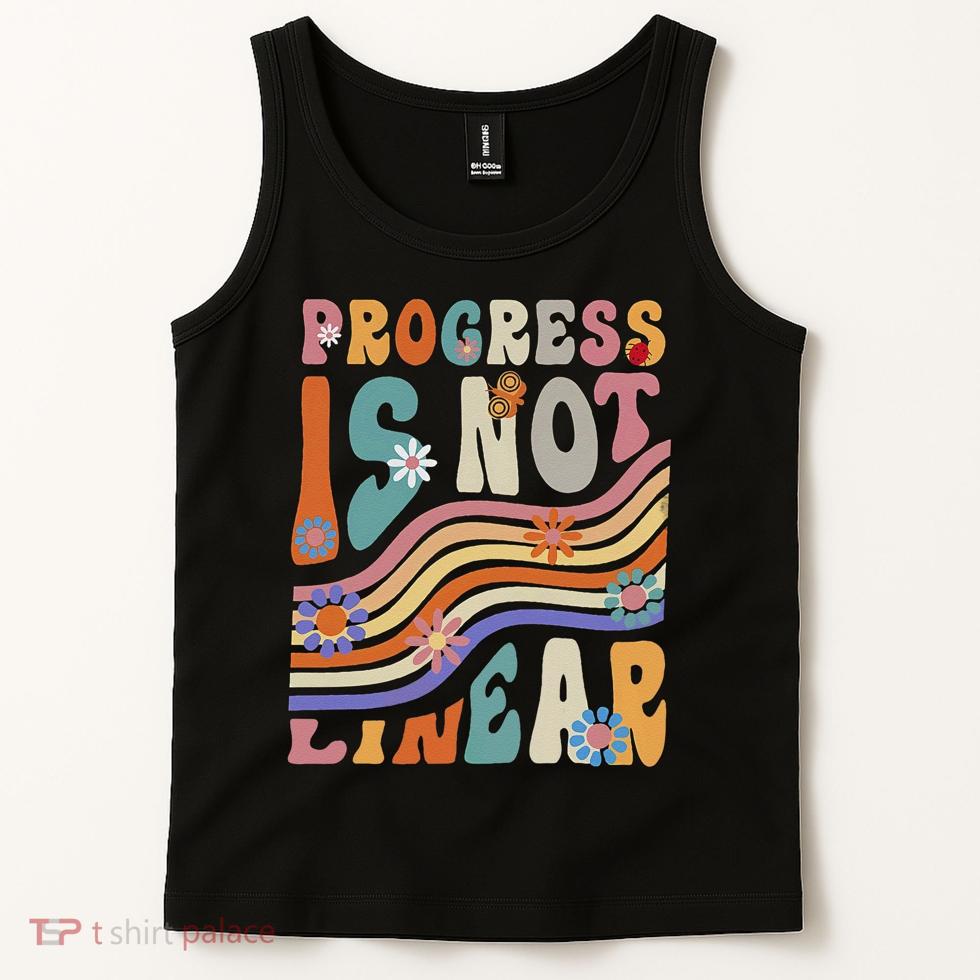 Groovy Progress Is Not Linear Teacher Back To School Outfit Tank Top