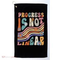 Groovy Progress Is Not Linear Teacher Back To School Outfit Golf Towel thumb 0