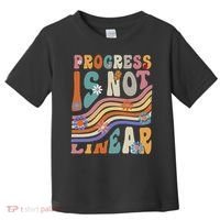 Groovy Progress Is Not Linear Teacher Back To School Outfit Toddler T-Shirt thumb 0