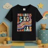Groovy Progress Is Not Linear Teacher Back To School Outfit Toddler T-Shirt thumb 3