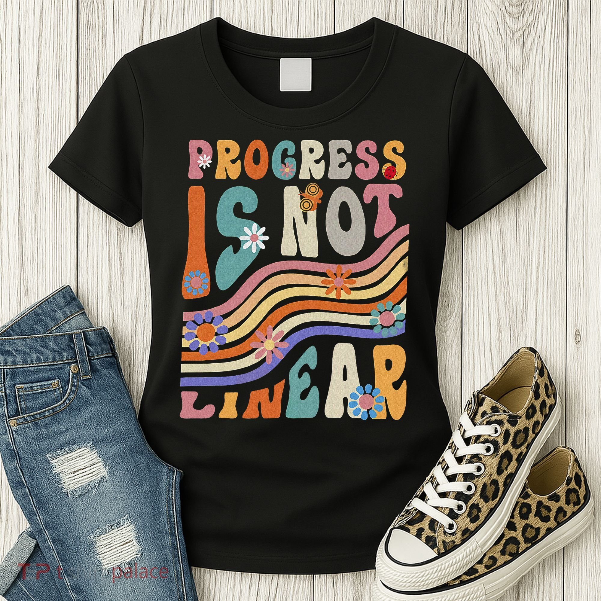 Groovy Progress Is Not Linear Teacher Back To School Outfit Women's T-Shirt
