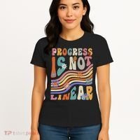 Groovy Progress Is Not Linear Teacher Back To School Outfit Women's T-Shirt thumb 4