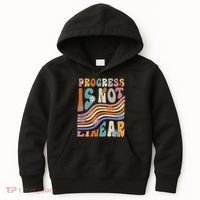 Groovy Progress Is Not Linear Teacher Back To School Outfit Kids Hoodie thumb 0