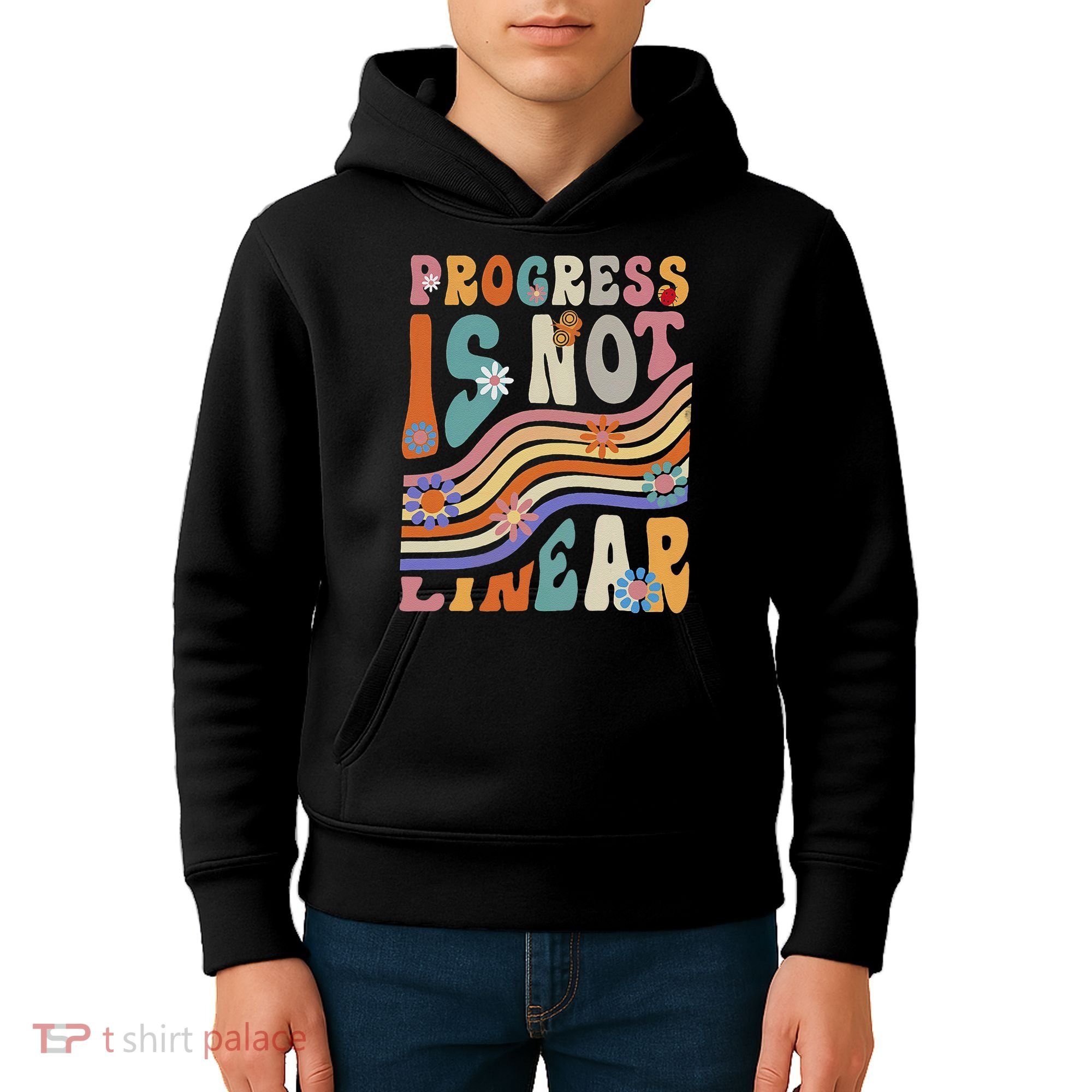 Groovy Progress Is Not Linear Teacher Back To School Outfit Kids Hoodie
