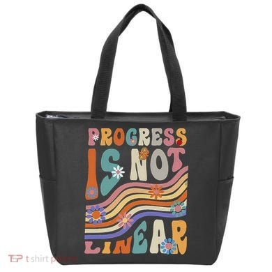Groovy Progress Is Not Linear Teacher Back To School Outfit Tote Bag