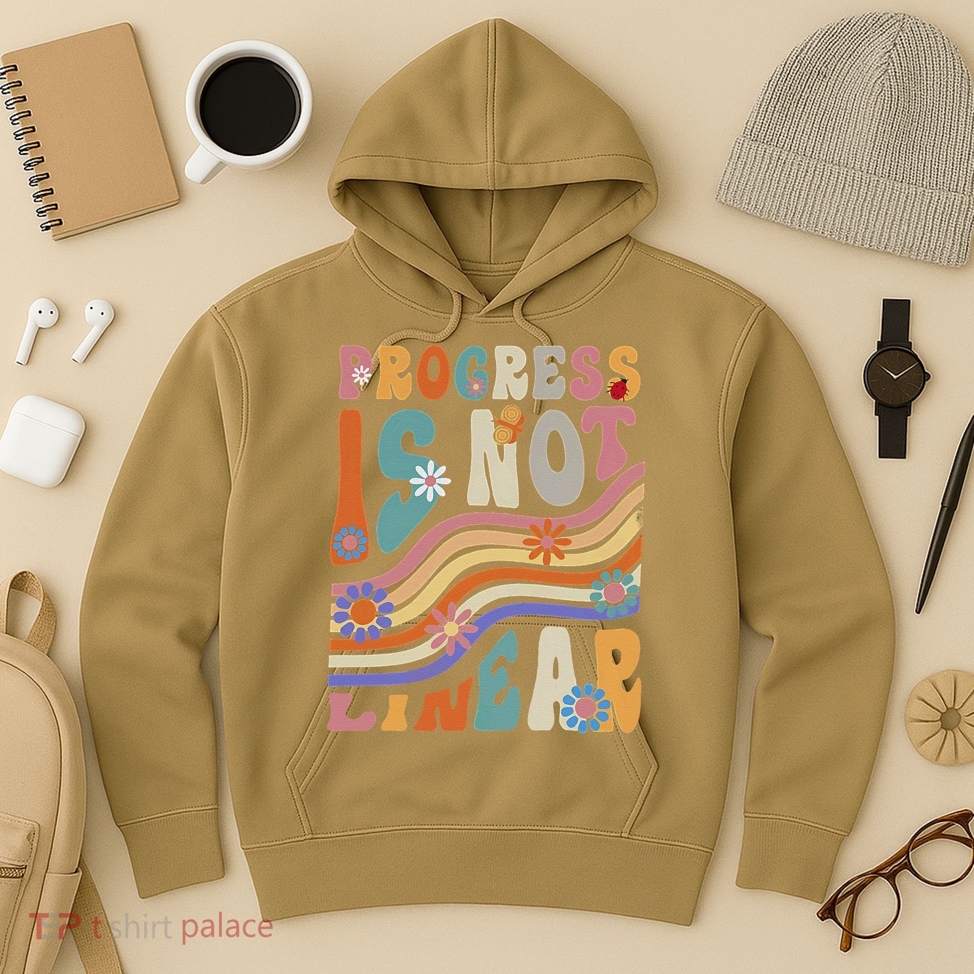 Groovy Progress Is Not Linear Teacher Back To School Outfit Hoodie