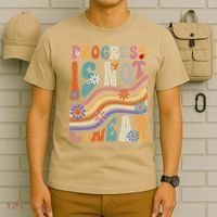Groovy Progress Is Not Linear Teacher Back To School Outfit T-Shirt thumb 6