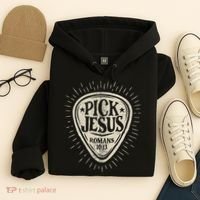 Guitar Pick Jesus Christian Music Guitarist Pastor Retro Hoodie thumb 4