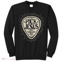 Guitar Pick Jesus Christian Music Guitarist Pastor Retro Sweatshirt thumb 0