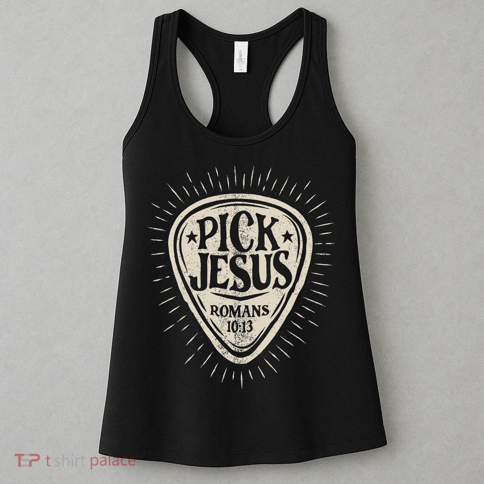 Guitar Pick Jesus Christian Music Guitarist Pastor Retro Women's Tank Top