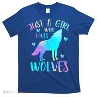 Just a Girl Who Loves wolves Watercolor T-Shirt thumb 0