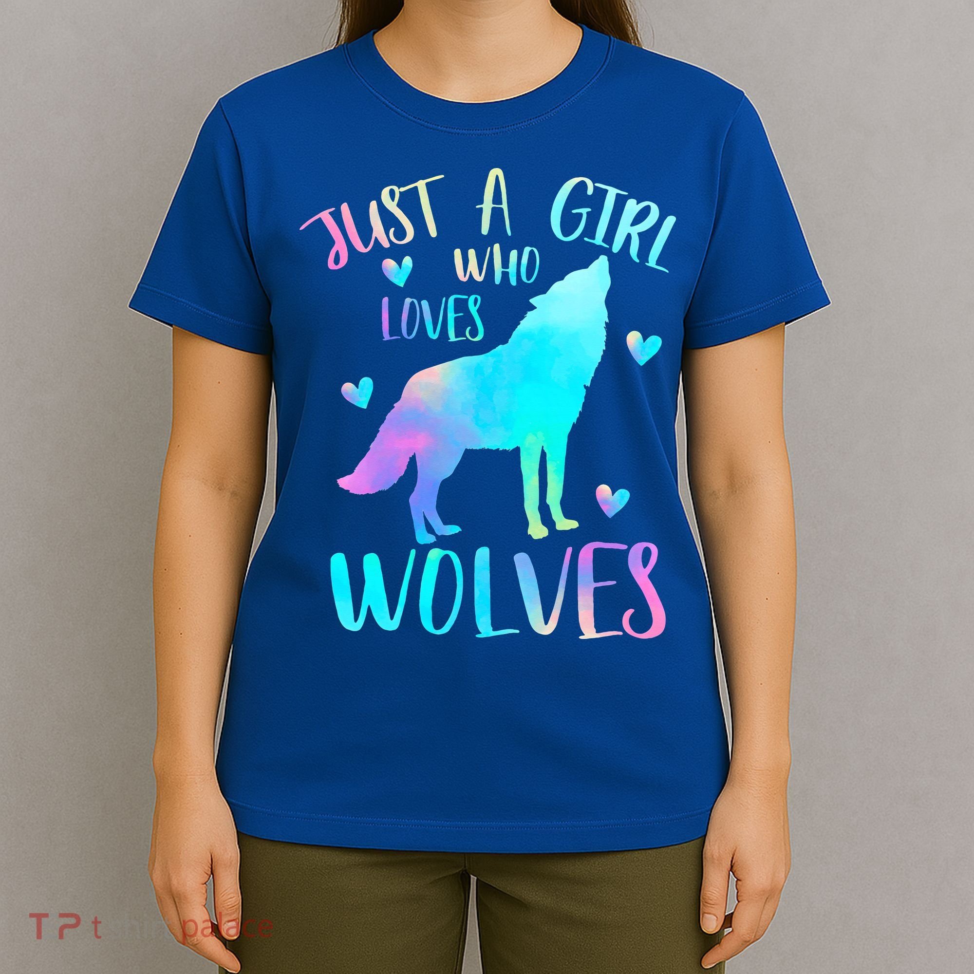 Just a Girl Who Loves wolves Watercolor T-Shirt