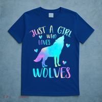 Just a Girl Who Loves wolves Watercolor T-Shirt thumb 5