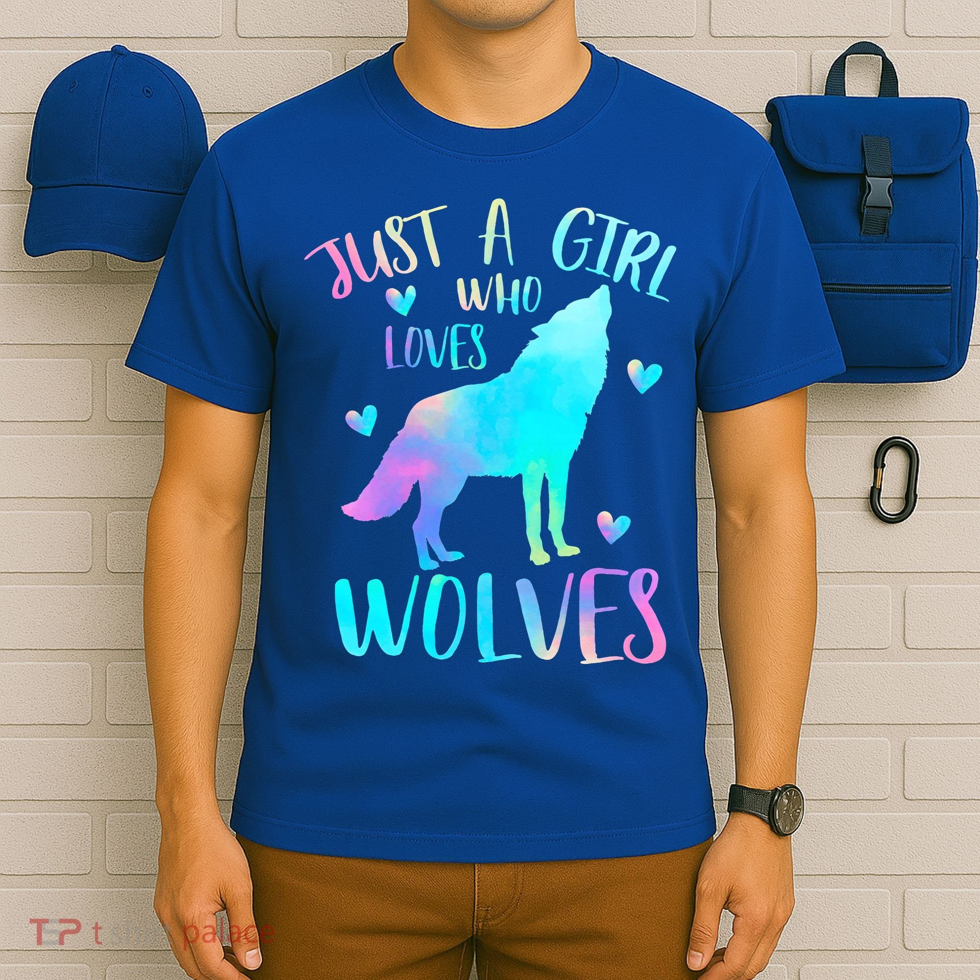Just a Girl Who Loves wolves Watercolor T-Shirt