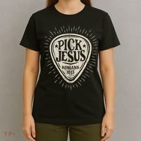 Guitar Pick Jesus Christian Music Guitarist Pastor Retro T-Shirt thumb 4